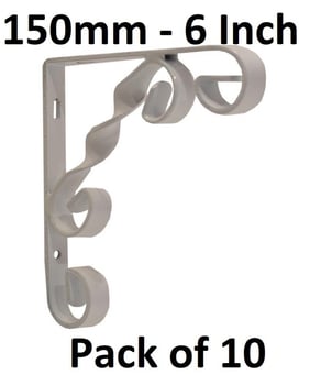 picture of White Wrought Iron Scroll Bracket - 150mm (6") - Pack of 10 - [CI-AB38L]