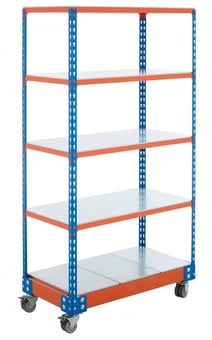 Picture of BiG340 Steel Shelf Trolley - 1720h x 915w x 455d mm - 5 Levels - Blue & Orange - [BDU-B3MS0904BOS]