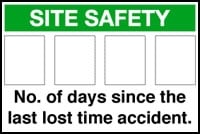 Picture of Site Safety Days Since Accident Sign - 900mm x 600mm - AS-BASE10