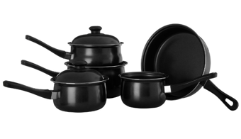 picture of Belly Pan Cookware Set Black 5 Piece - [PRMH-BU-X0204X202]