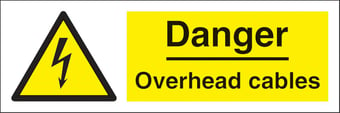 Picture of Danger Overhead Cables Sign LARGE - 600 x 200Hmm - Rigid Plastic - [AS-WA116-RP]