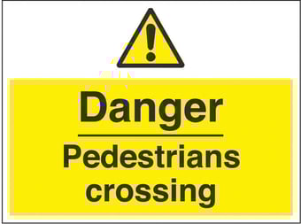 picture of Danger Pedestrians Crossing Sign - 600 x 450Hmm - Rigid Plastic [AS-WA255-RP] - (LP)
