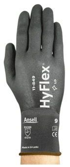 picture of Ansell HyFlex 11-849 Black Nitrile Foam Industrial Gloves - Pair - AN-11-849