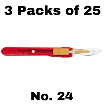 picture of Single Use - Swann Morton Retractable Sterile Scalpel No. 24 - 3 Packs of 25 - [ML-W830-PACK]