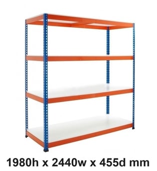 picture of BiGDUG BiG400 Racking 4 Levels - Melamine Shelves - 1980h x 2440w x 455d mm - [BDU-B41924044BOM]