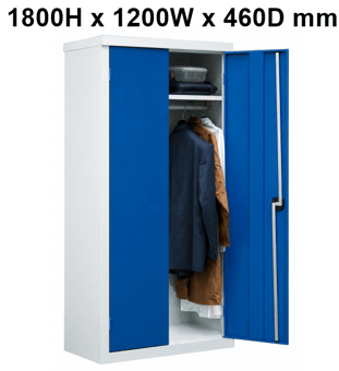 picture of QMP Clothing Cupboard - 1 Shelf - Dark Blue Doors - 1800H x 1200W x 460D mm - [QM-CC181246ZBXX]