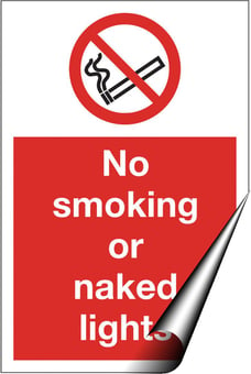 Picture of No Smoking or Naked Lights Sign - 200 x 300Hmm - Self Adhesive Vinyl - [AS-PR7-SAV]