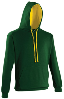 picture of Just Hoods Awdis Varsity Hoodie Forest Green/Gold - PLU-JH003MFGR/GLD