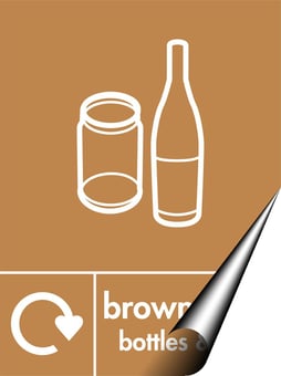 picture of Recycling Signs - Brown Glass Bottles & Jars - 300 X 400Hmm - Self Adhesive Vinyl - [AS-WR29-SAV]