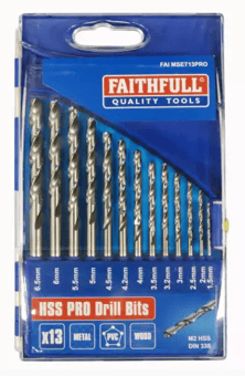 picture of Faithfull HSS Drill Bit Set of 13 - M2 1.5-6.5mm - Various Sizes - [TB-FAIMSET13PRO]