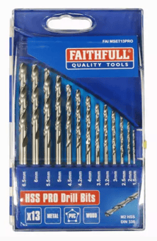 Picture of Faithfull HSS Drill Bit Set of 13 - M2 1.5-6.5mm - Various Sizes - [TB-FAIMSET13PRO]