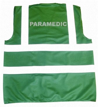 picture of Pre-printed Yoko Green Hi-Vis Waistcoat - PARAMEDIC Printed on Back and Front Left Breast - YO-GR-PA-B&LB