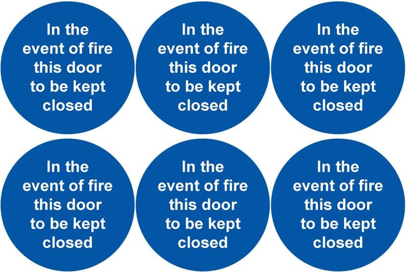 picture of Safety Labels - In The Event of Fire This Door to Be Kept Closed (24 pack) 6 to Sheet - 75mm dia - Self Adhesive Vinyl - [IH-SL62-SAV]