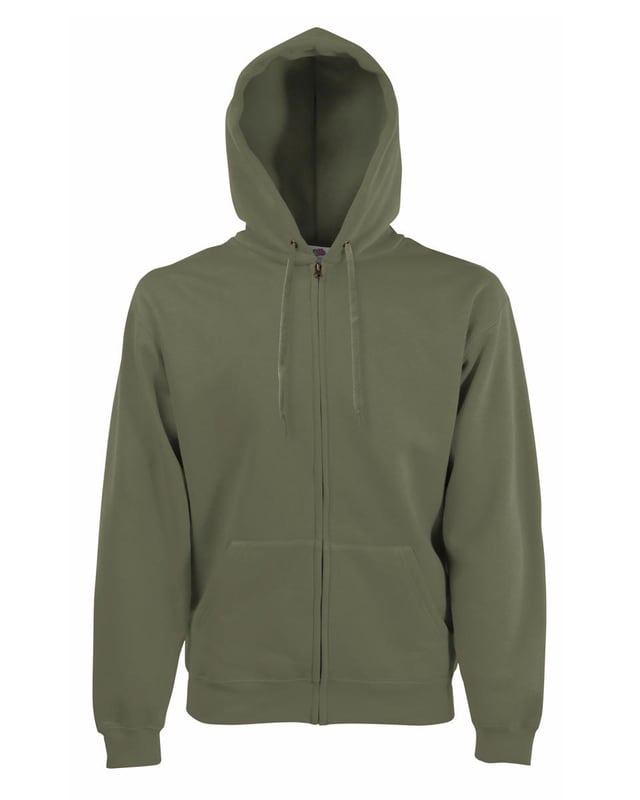 picture of Fruit Of The Loom Zip Through Hooded Classic Olive Sweatshirt- BT-62062-COL