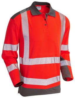 Picture of Wringcliff - Red/Grey Hi-Vis Coolviz Plus Sleeved Polo Shirt - LE-P15-R/GY