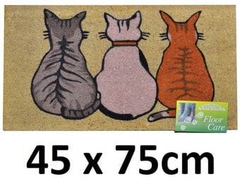 picture of Mats - 'Cats' Tufted Coir Brush Mat with Vinyl Base - 45 x 75cm - [CI-DM071]