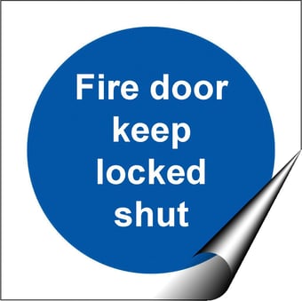 picture of Fire Door Keep Locked Shut SMALL - BS5499 Part 1 & 5 - 80 X 80Hmm - Self Adhesive Vinyl - [AS-MA149A-SAV]