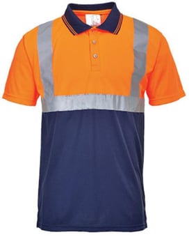 Picture of Portwest S479 Hi-Vis Two-Tone Polo Shirt - Orange / Navy Blue - PW-S479ONR