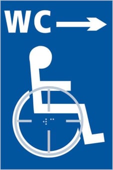 picture of Disabled WC arrow right – Taktyle (150 x 225mm) - SCXO-CI-TK0023WHBL