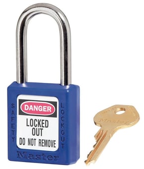 Picture of Set of 410 Zenex Thermoplastic Safety Padlock Safety Padlock - Blue - With 'Key Alike' Key - Set of 18 - [MA-410KA18BLU]