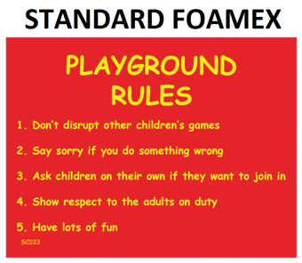 picture of SC033 Playground Rules Dont Disrupt Sign 3mm Standard Foamex - PWD-SC033-FOAM - (LP)