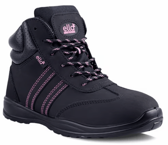 Picture of S1P SRA - Ella JASMINE Black/Pink Genuine Nubuck Split Buffalo Leather Ladies Boot - TW-JASMINE-PINK - (NICE)