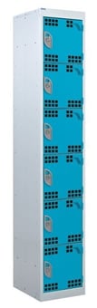 picture of QMP Tool Charging Locker - Perforated Door - RCD Plug - 6 Compartment - Light Blue - 1800H x 300W x 450D mm - [QM-BR1830456UPX]