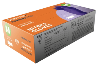 picture of Sterimax Purpura PRO Long Cuff Purple Nitrile Powder Free Gloves - Box of 50 Pairs - STM-INC-502091