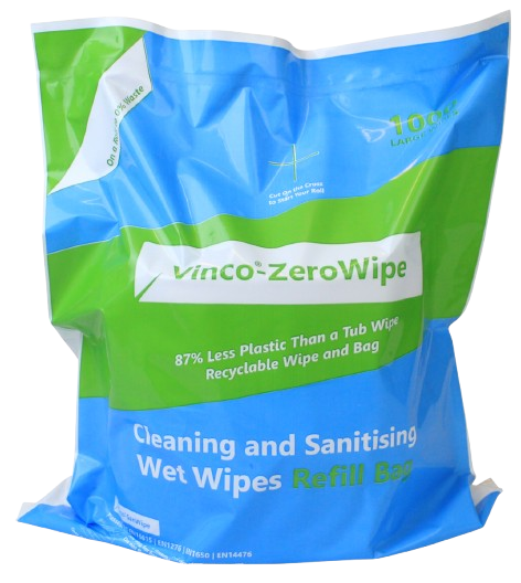 Vinco-ZeroWipe Cleaning & Sanitising Wipes - Refill - 1000 White Wipes - [HCI-CP167]