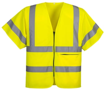 Picture of Portwest - Hi Vis Half Sleeve Zip Vest - Polyester Warp Knit - 125g - Yellow - PW-C372YER