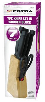 picture of Prima 7 Piece Knife Set - With Wooden Block - [NT-13051C]