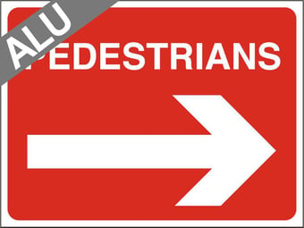 picture of Temporary Traffic Signs - Pedestrians Arrow Right - Class 1 Ref BSEN 12899-1 2001 - 600 x 450Hmm - Reflective - 1mm Aluminium - [AS-ZT14-ALU]