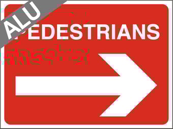 Picture of Temporary Traffic Signs - Pedestrians Arrow Right - Class 1 Ref BSEN 12899-1 2001 - 600 x 450Hmm - Reflective - 1mm Aluminium - [AS-ZT14-ALU]