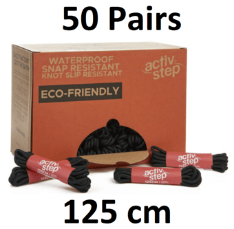 picture of Rock Fall - Activ-Step Recycled Black Shoe Laces - 125cm - Box of 50 Pairs - [RF-ABRLACBK/125]