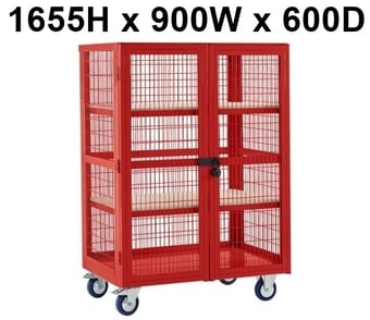 picture of QMP Boxwell Trolley With Doors - Red - Plywood - 1655H x 900W x 600D - [QM-XD169060PRXX] - (LP)