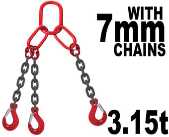 picture of 7mm 3 Leg Grade 80 Chain Sling with Hooks - Working Load Limit: 3.15t - [GT-CS73L]