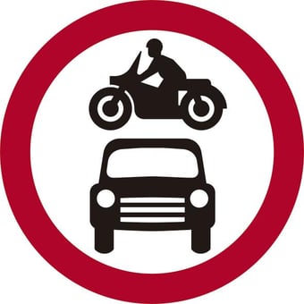 Picture of Spectrum 450mm Dia. Dibond ‘Motor Vehicles Prohibited’ Road Sign - With Channel - [SCXO-CI-14711]