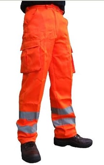 Picture of Beeswift Hi Vis Polycotton Orange Rail Spec Combat Trousers - Regular Leg - BE-RST-RL - (NICE)