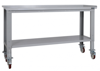 Picture of BiGDUG Heavy Duty Height Adjustable Mobile Workbench - 860-1280h x 1715w x 600d mm - Steel Worktop - [BDU-HDMWB176S]