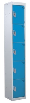 picture of QMP Standard Locker - 5 Compartment - Light Blue Doors - 1800H x 300W x 450D mm - [QM-LS1830455UXX]