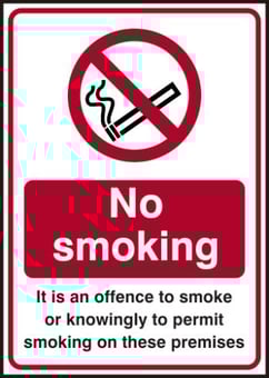 Picture of Spectrum It Is An Offence To Smoke - SAV 148 x 210mm - SCXO-CI-14302