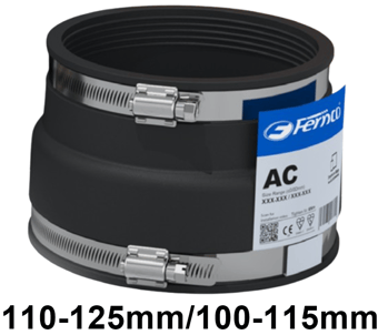 picture of Fernco Adaptor Coupling - Size Range A 110-125mm / B 100-115mm - [FRN-AC5144]