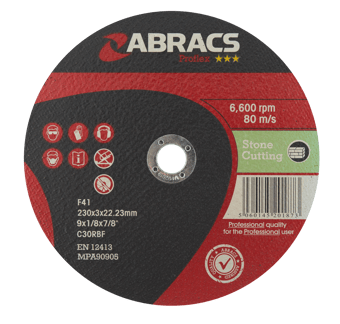 picture of Abracs Proflex 230mm x 3.0mm x 22mm Flat Stone Cutting Disc - C30S4BF Grade - Box of 25 - [ABR-PF23030FS]