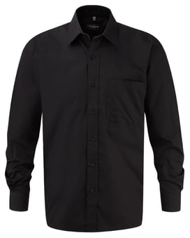 Picture of Russell Collection 936M Men's Black Long Sleeve Pure Cotton Easy Care Poplin Shirt - BT-936M-BLK