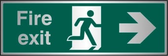 picture of Prestige Fire Exit Sign - Arrow East - Silver Effect - 400 x 150Hmm - 1.5mm Aluminium - [AS-SAT20-ALU]