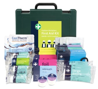 picture of MEDIUM British Standard Compliant Workplace First Aid Kit - BS8599-1 - In Green Oxford Box - [RL-380]