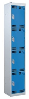 picture of QMP Tool Charging Locker - Perforated Door - RCD Plug - 4 Compartment - Light Blue - 1800H x 450W x 450D mm - [QM-BR1845454UPX]
