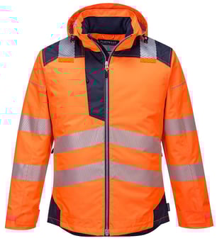 Picture of Portwest - Orange/Navy PW3 Hi-Vis Winter Jacket - PW-T400ONR
