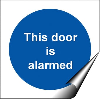 picture of This Door Is Alarmed - BS5499 Part 1 & 5 - 100 X 100Hmm - Self Adhesive Vinyl - [AS-MA189-SAV]