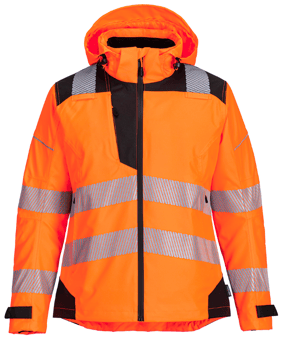 picture of Portwest PW389 - PW3 Hi-Vis Women's Rain Jacket Orange/Black - PW-PW389OBR